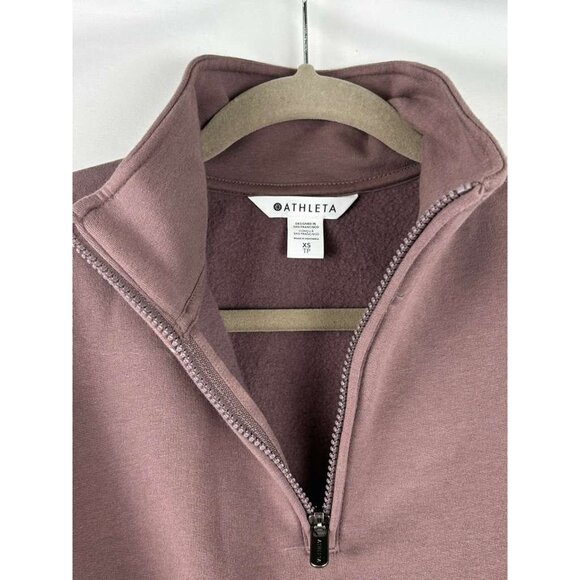Athleta Women's XS Sweatshirt Mauve 1/4 Zip Fleece Pullover With Pockets - Picture 8 of 11